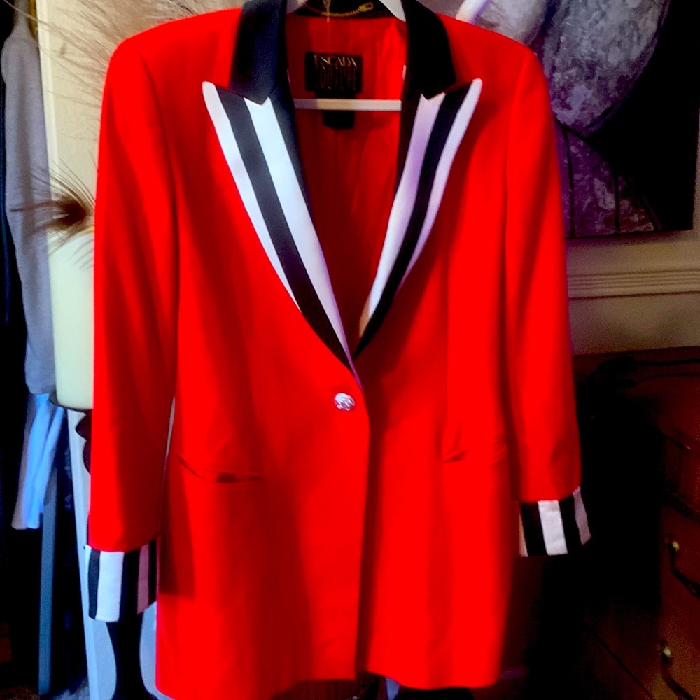 Escada Couture Red, Black, White Blazer